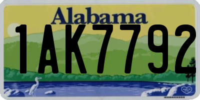 AL license plate 1AK7792