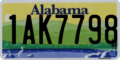 AL license plate 1AK7798