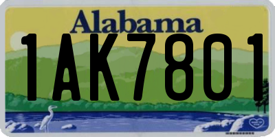 AL license plate 1AK7801