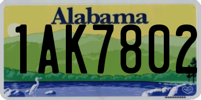 AL license plate 1AK7802