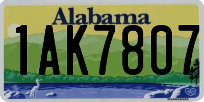 AL license plate 1AK7807