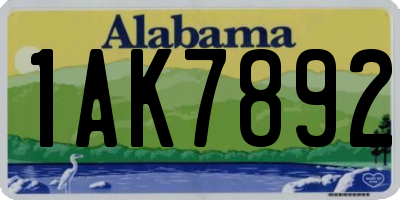 AL license plate 1AK7892