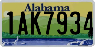 AL license plate 1AK7934