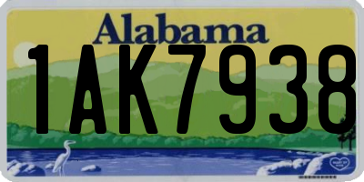 AL license plate 1AK7938