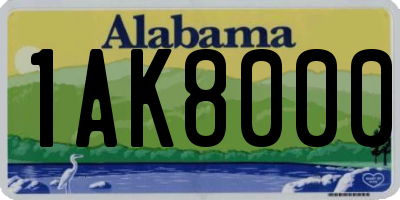 AL license plate 1AK8000