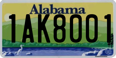 AL license plate 1AK8001