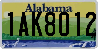 AL license plate 1AK8012