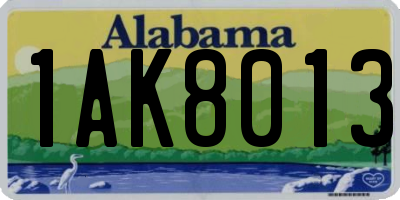AL license plate 1AK8013
