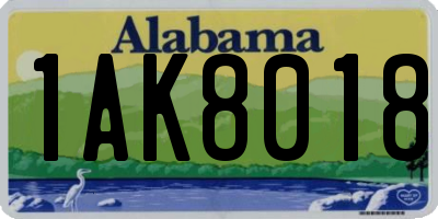 AL license plate 1AK8018