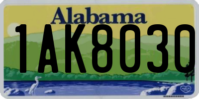 AL license plate 1AK8030