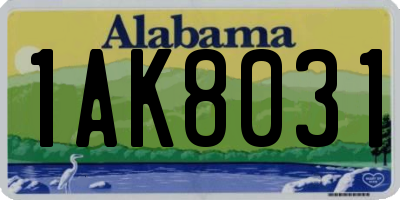 AL license plate 1AK8031