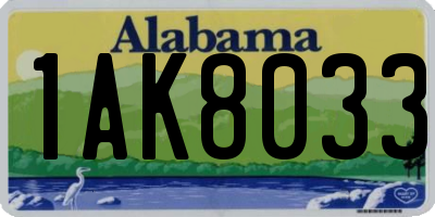 AL license plate 1AK8033