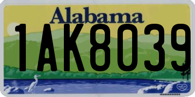 AL license plate 1AK8039