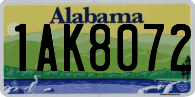 AL license plate 1AK8072