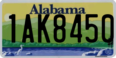 AL license plate 1AK8450