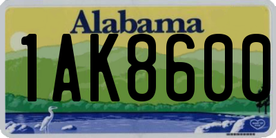 AL license plate 1AK8600