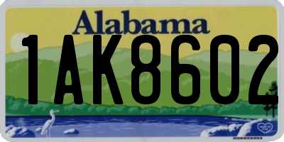 AL license plate 1AK8602