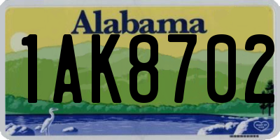 AL license plate 1AK8702