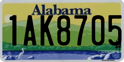 AL license plate 1AK8705