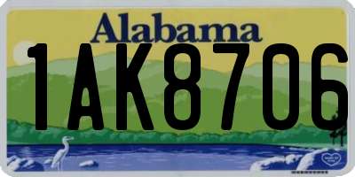 AL license plate 1AK8706