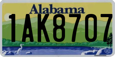 AL license plate 1AK8707
