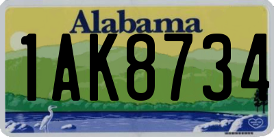 AL license plate 1AK8734