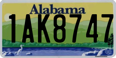 AL license plate 1AK8747