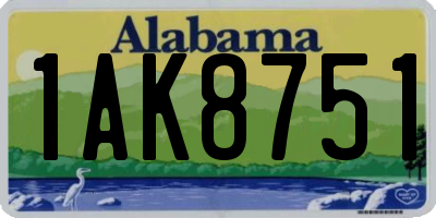 AL license plate 1AK8751