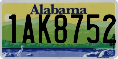 AL license plate 1AK8752