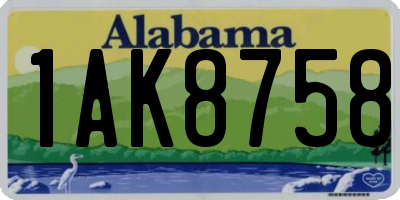 AL license plate 1AK8758