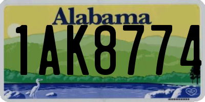 AL license plate 1AK8774
