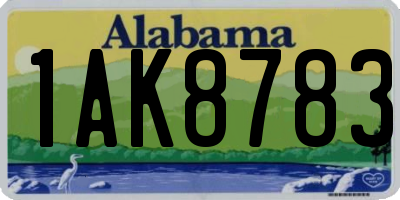 AL license plate 1AK8783