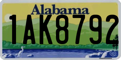 AL license plate 1AK8792