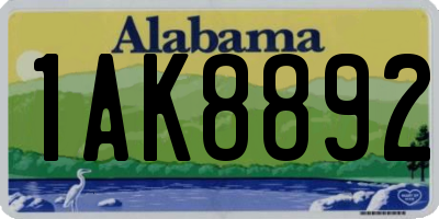 AL license plate 1AK8892