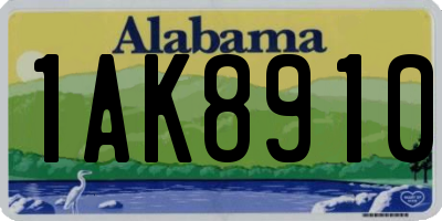 AL license plate 1AK8910