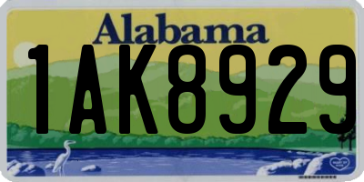 AL license plate 1AK8929