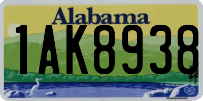 AL license plate 1AK8938