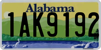 AL license plate 1AK9192