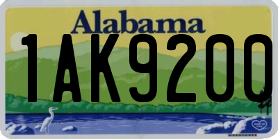 AL license plate 1AK9200