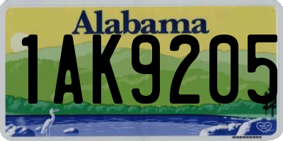 AL license plate 1AK9205