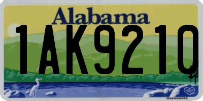 AL license plate 1AK9210