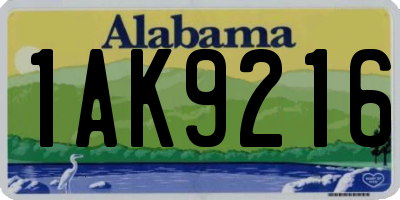 AL license plate 1AK9216