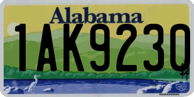 AL license plate 1AK9230