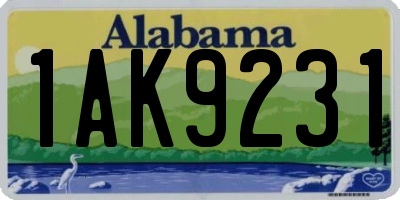 AL license plate 1AK9231