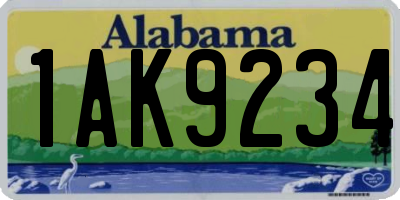 AL license plate 1AK9234