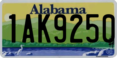 AL license plate 1AK9250