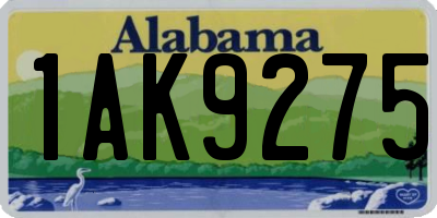 AL license plate 1AK9275