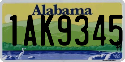 AL license plate 1AK9345
