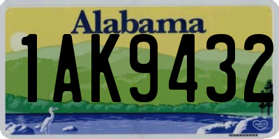 AL license plate 1AK9432