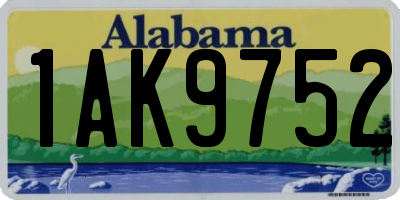 AL license plate 1AK9752
